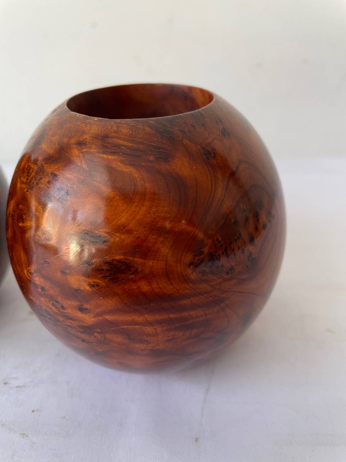 Pair of Thuya burl candlesticks