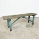 Light blue painted wooden farmhouse bench