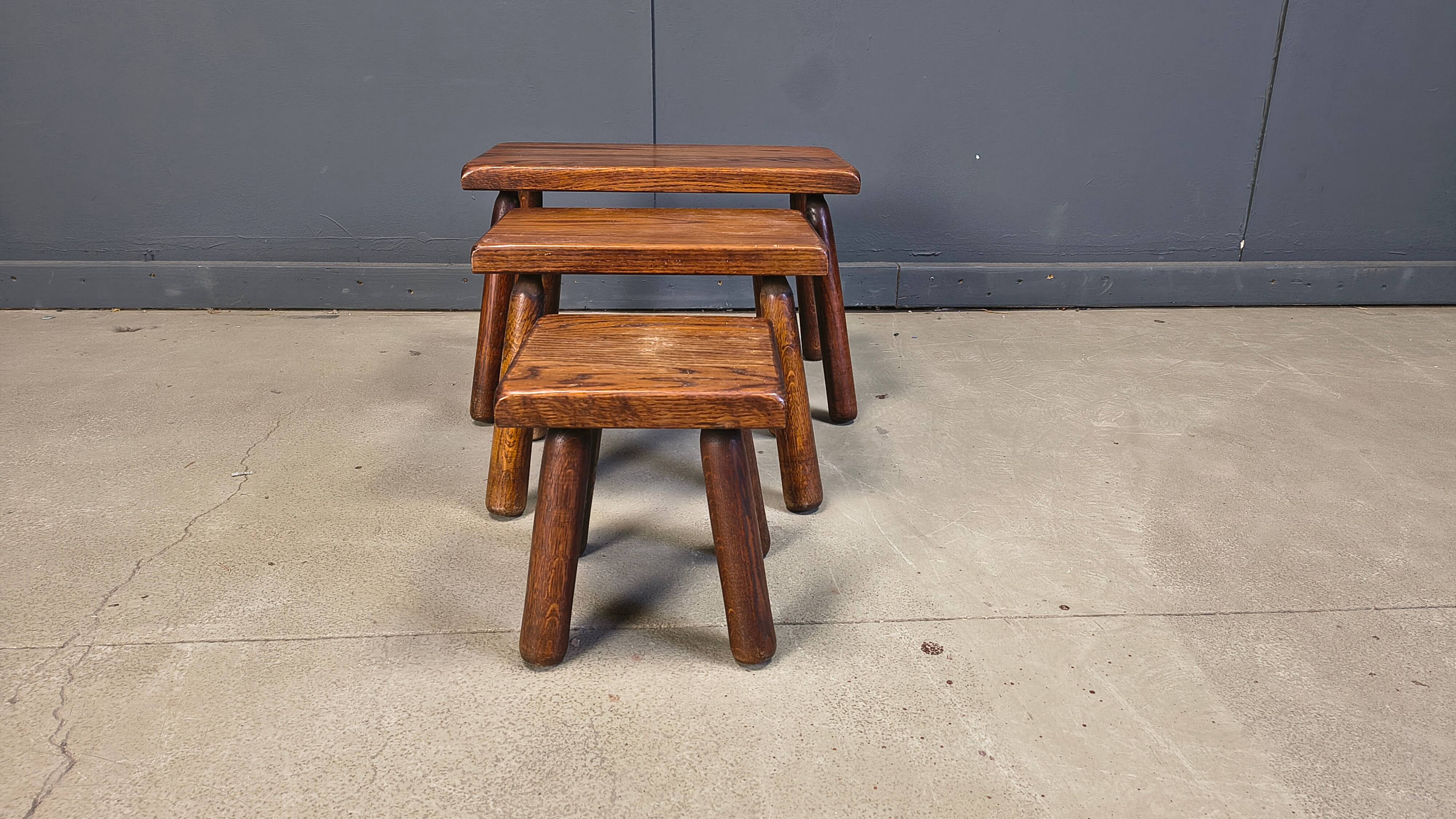 Vintage brutalist nesting tables, 1960s