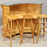 Vintage bar counter with 3 stools