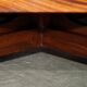 Sheraton-style rotating library table in walnut and satinwood.
