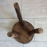 Vintage folk art tripod brutalist stool