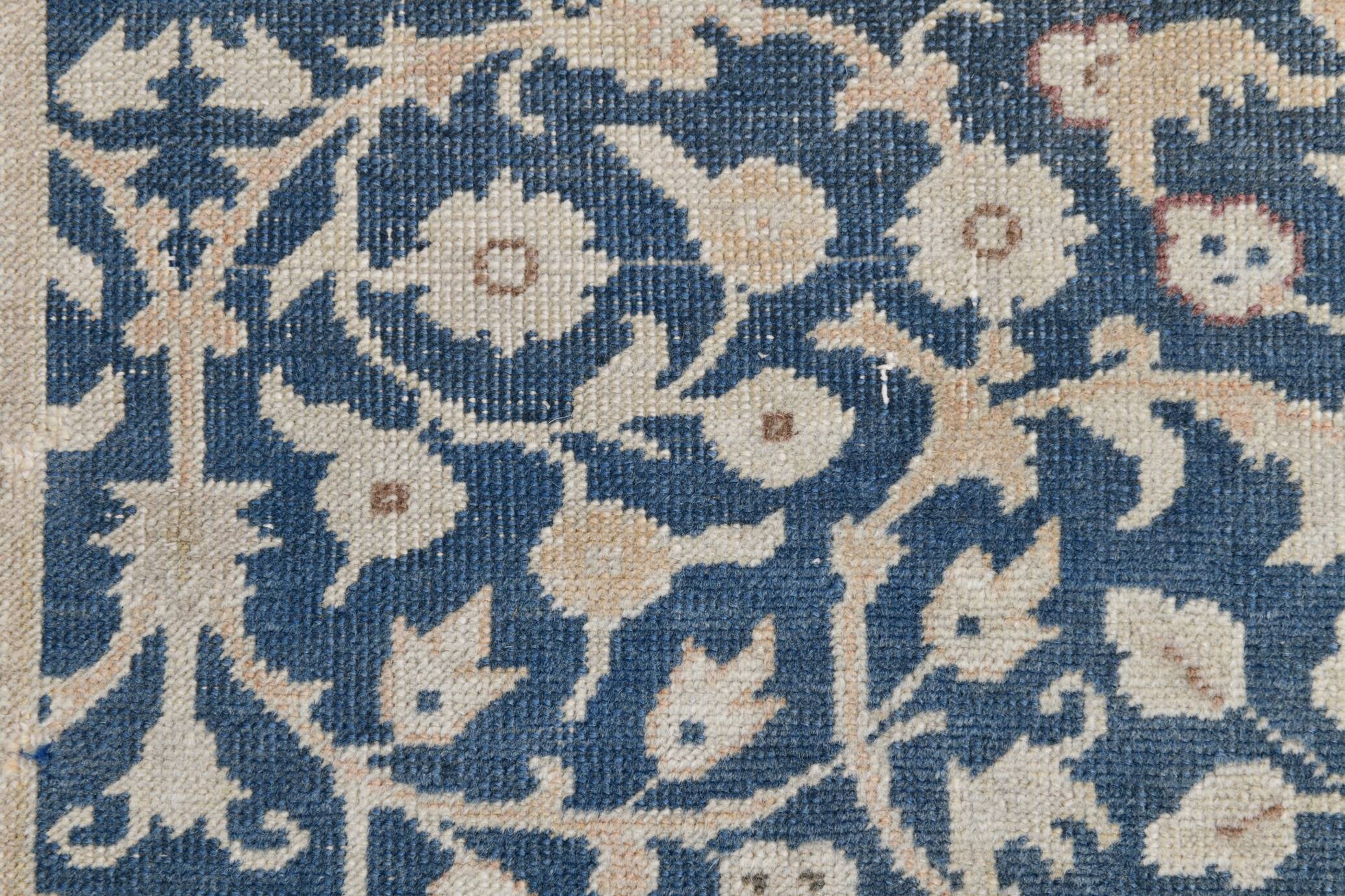 4x7 Navy Blue & Beige Persian Rug 135x204Cm SK 21639