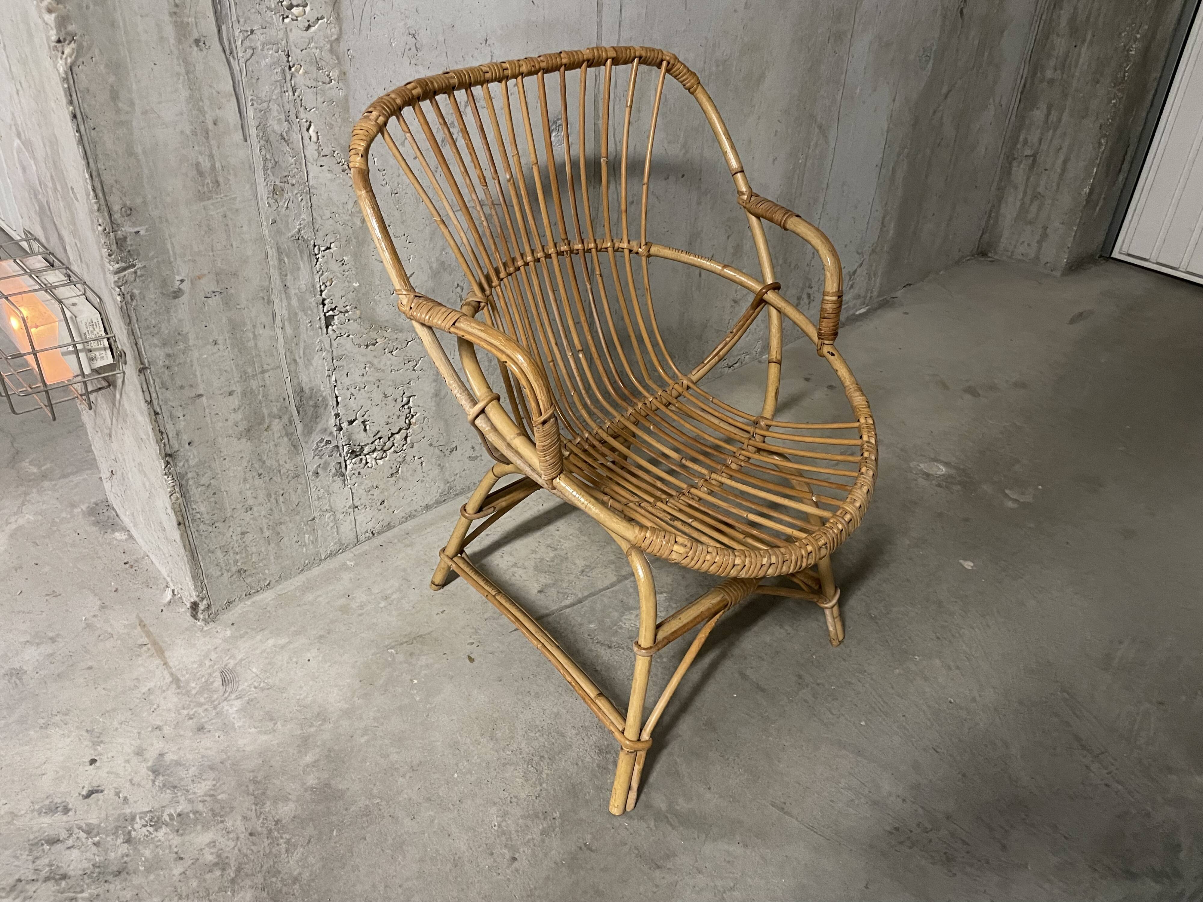 Fauteuil en rotin années 60