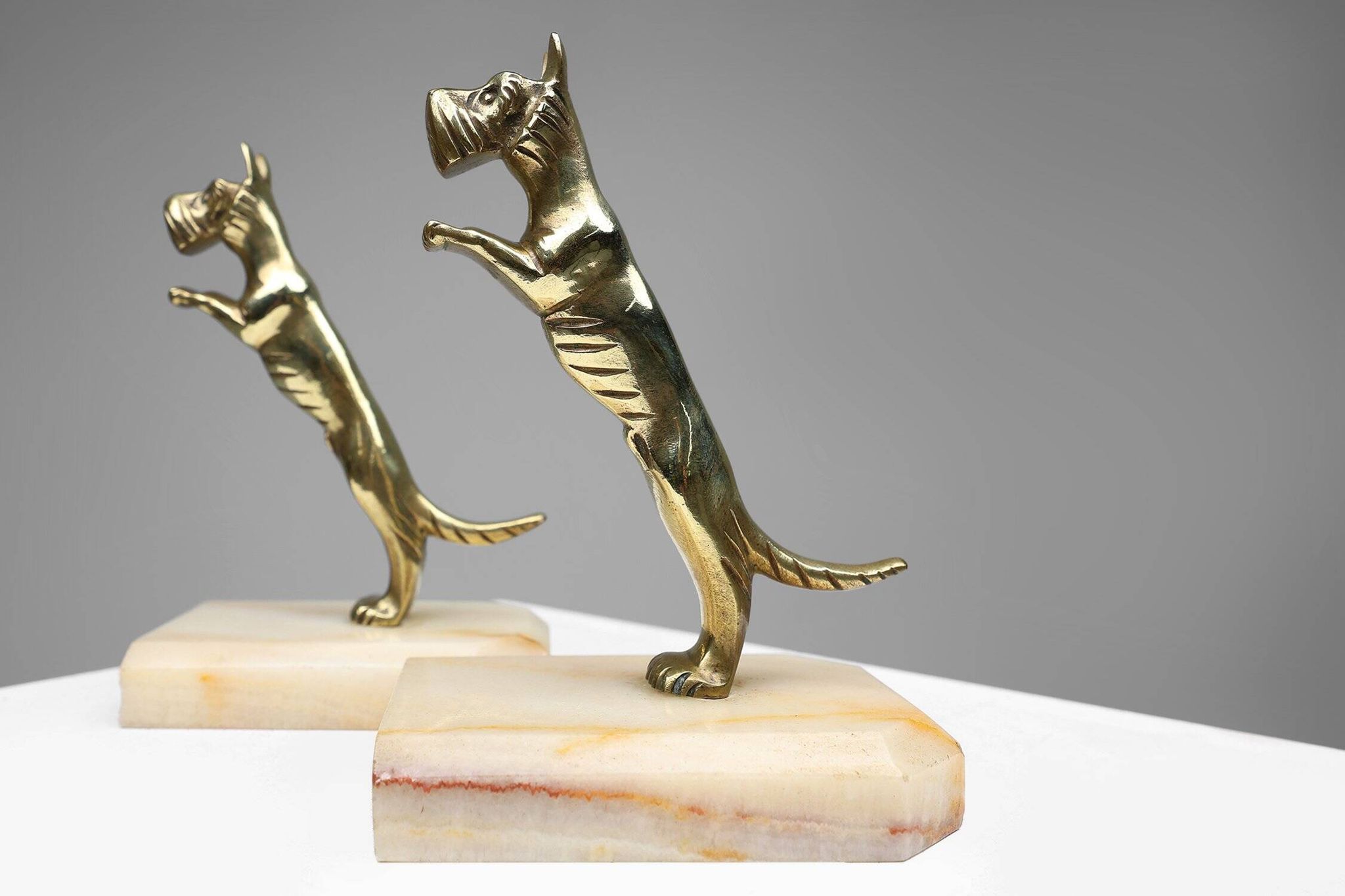 Art Deco Bookends in Copper with Marble Bases, France, 1930s, Set of 2