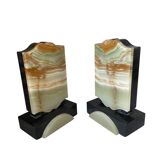 Art Deco onyx and marble bookends