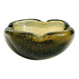 Cendrier en verre bulle ambré – design vintage années 60