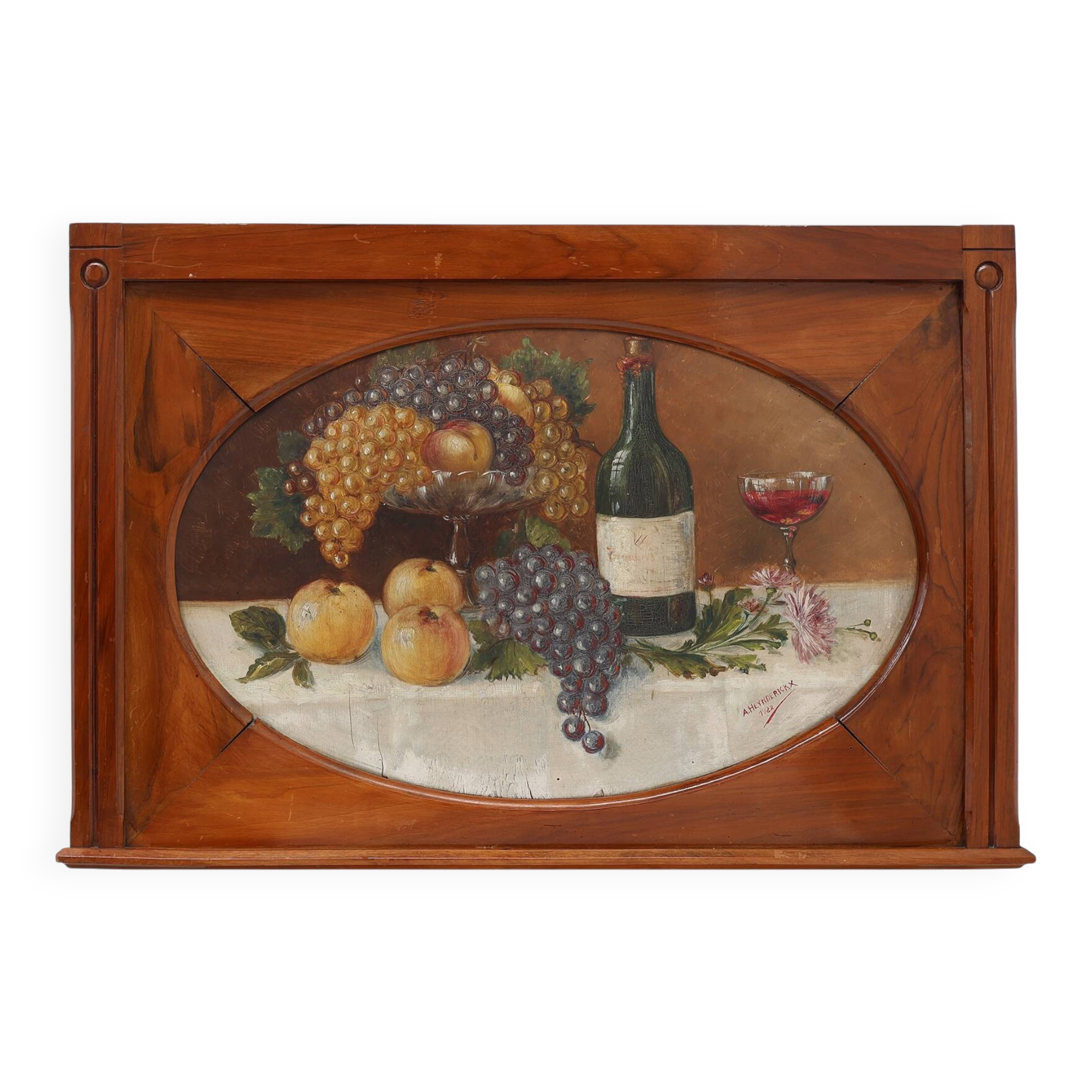 Still Life Oil Painting on wood by the Belgian Artist A. Heynderickx, 1922