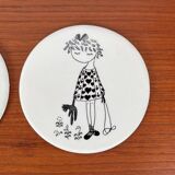 Mid-century ceramic coasters by Bjørn Wiinblad, 1960s, set of 5.