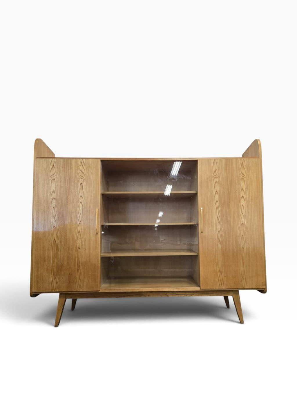 Vintage wooden wardrobe/display cabinet/wall unit