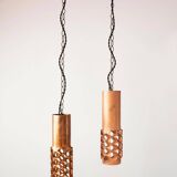 Pair of 20th century brutalist copper pendant lights
