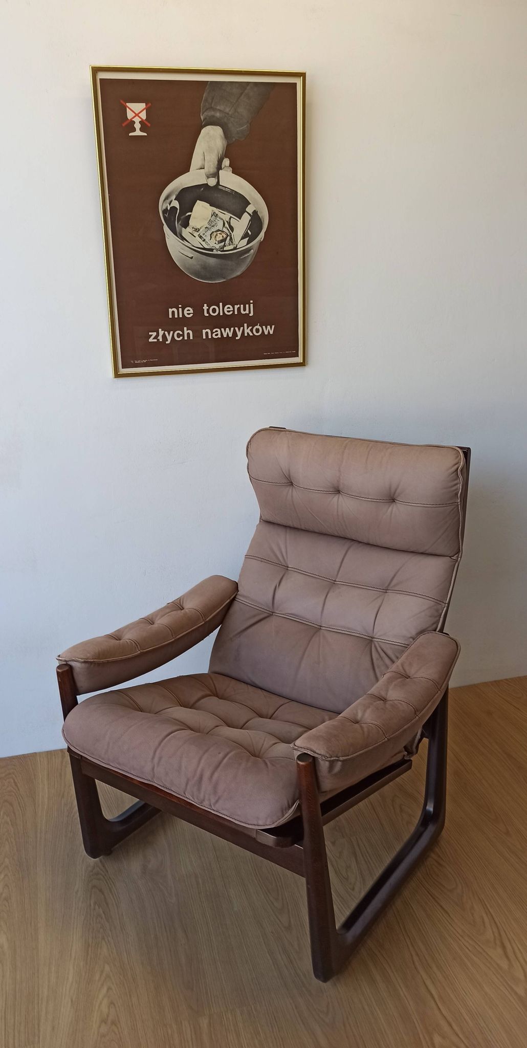 Genega Møbler leather armchair, Denmark, 1960s.