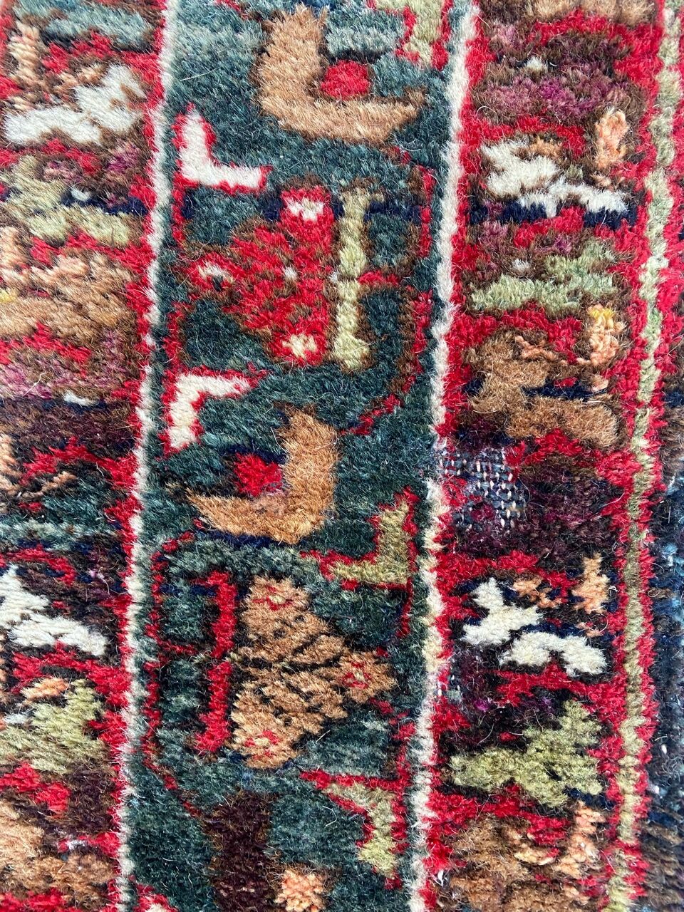 Handmade ancient Persian mazlaghan carpet
