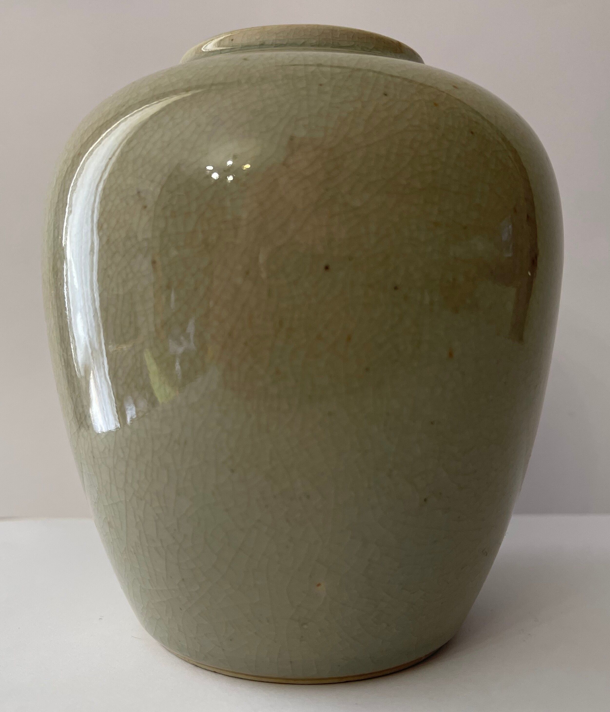 Polychrome vase and celadon XIX Naniwaya Okita Japan Nippon