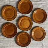 7 flat plates in earthenware Saint Clément vintage brown