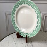 Plat rond digoin sarreguemines modèle "lola" vert d'eau années 30-40