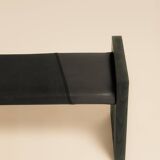 Maërl SEPIA bench, ebonized chestnut and black leather.