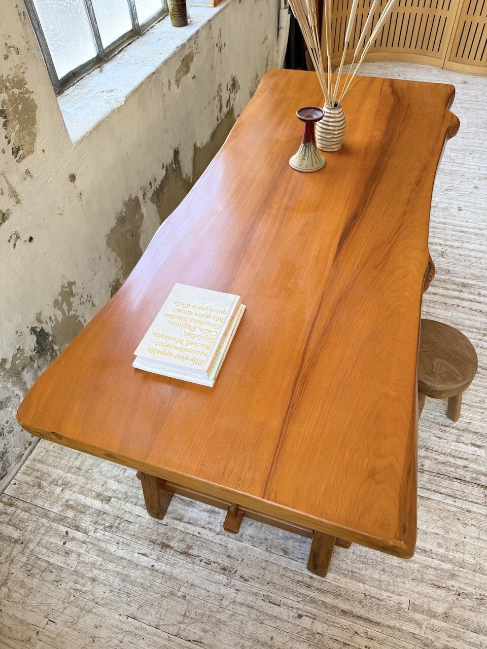Aranjou farmhouse table in blond elm, 1950s