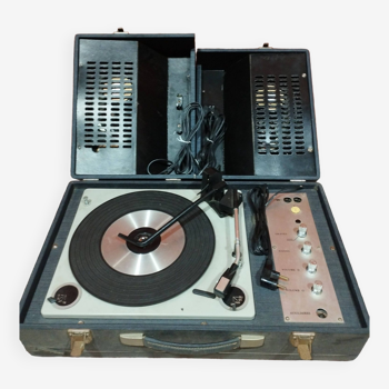 Électrophone tourne disque vintage "france electronique" valise en bois et platique
