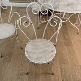 Ensemble table de jardin et 4 chaises en fer forgé