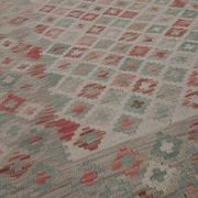 Geometric Kilim Rug Grey, Afghan Wool Carpet Handmade, Neutral Rustic Home