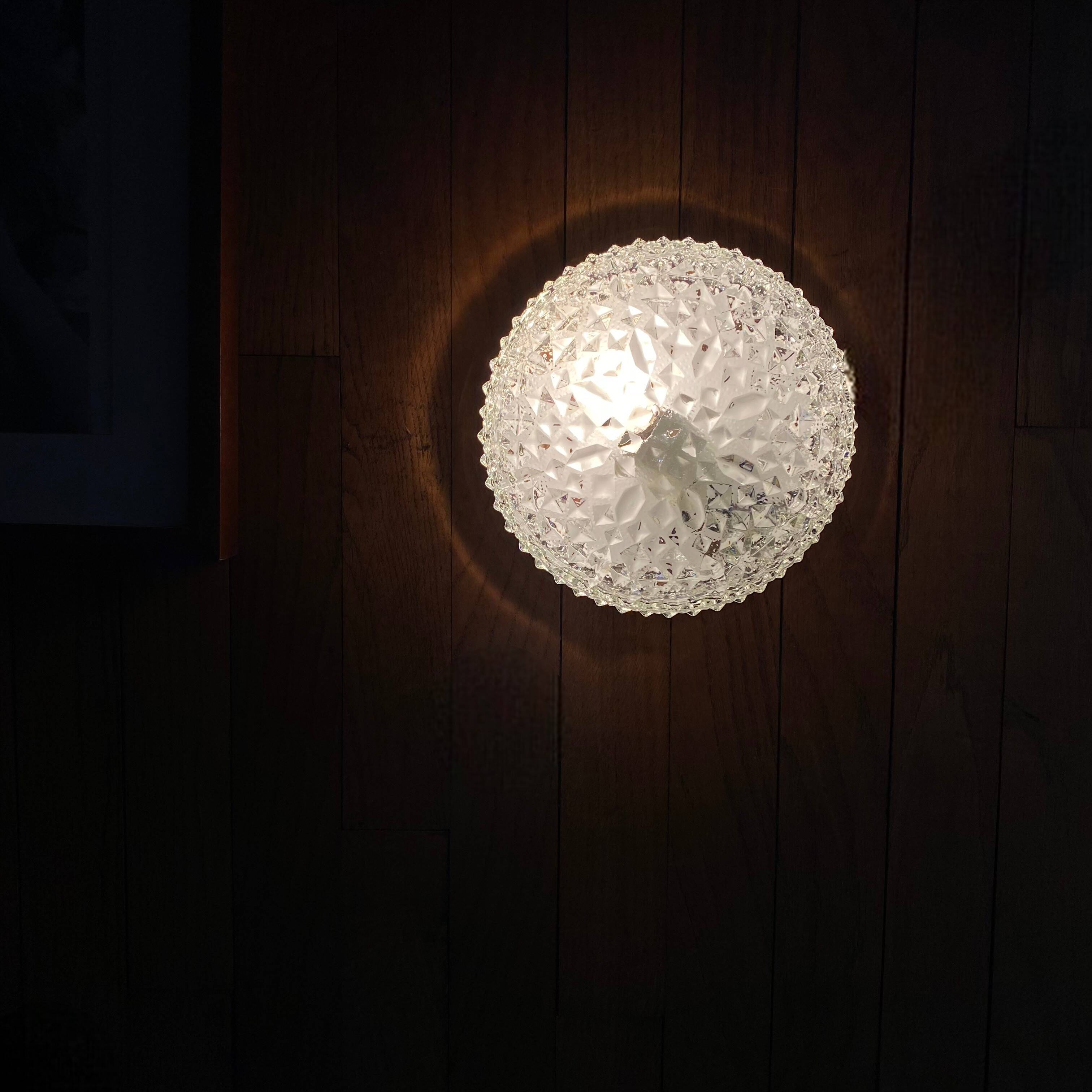Antique glass wall sconce, round ceiling light, 20 cm