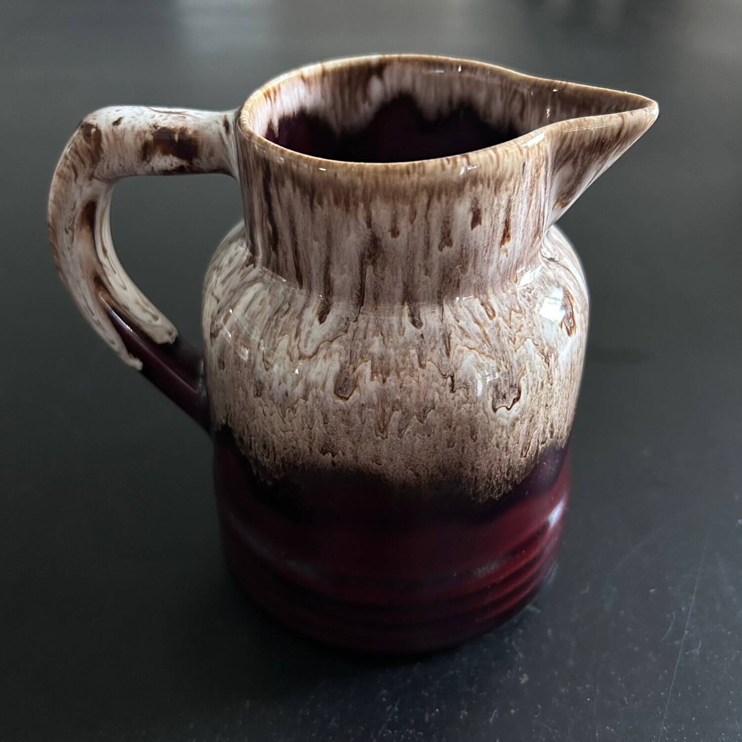 Flamed brown beige pitcher