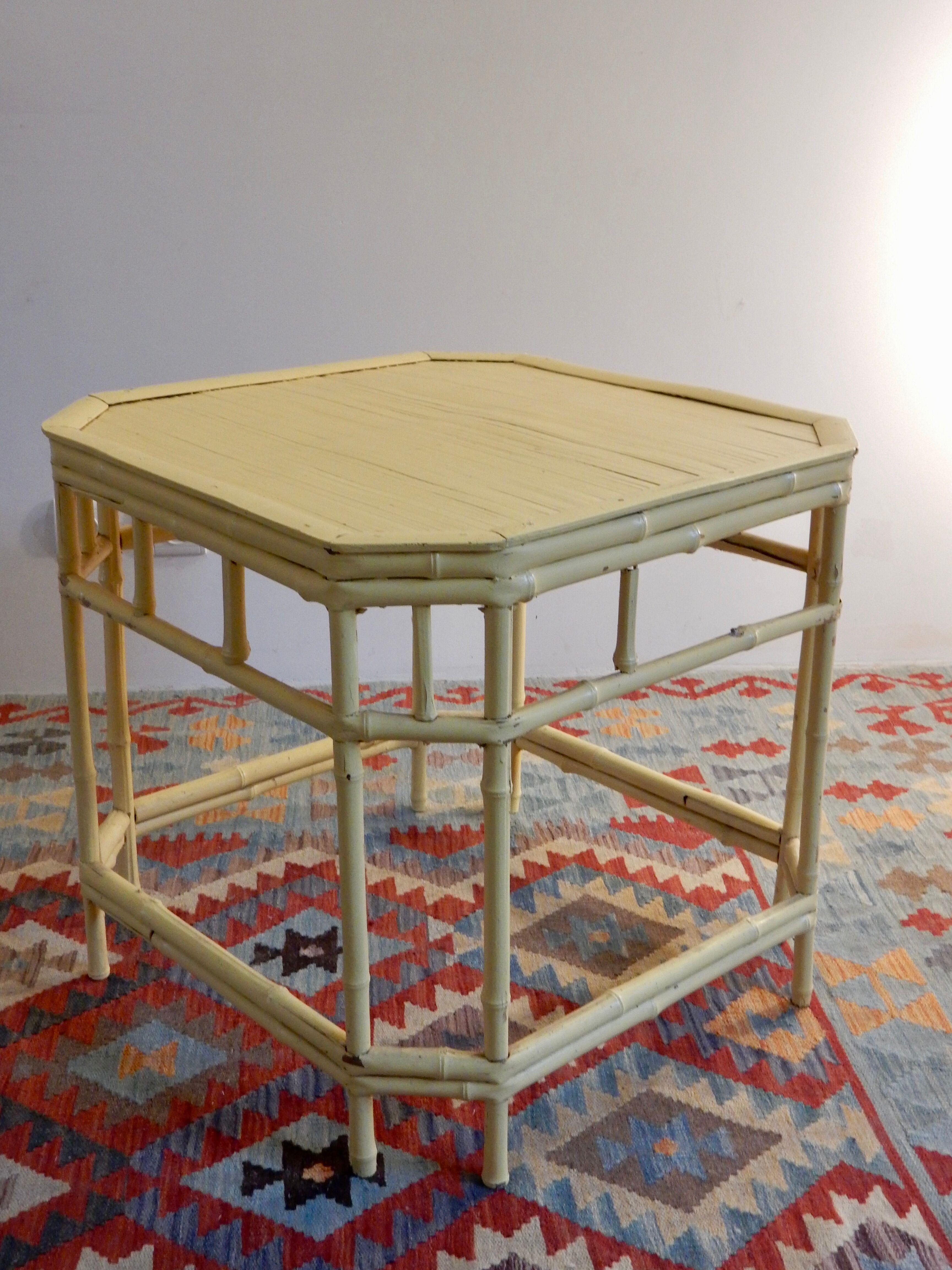 Bamboo coffee table painted yellow