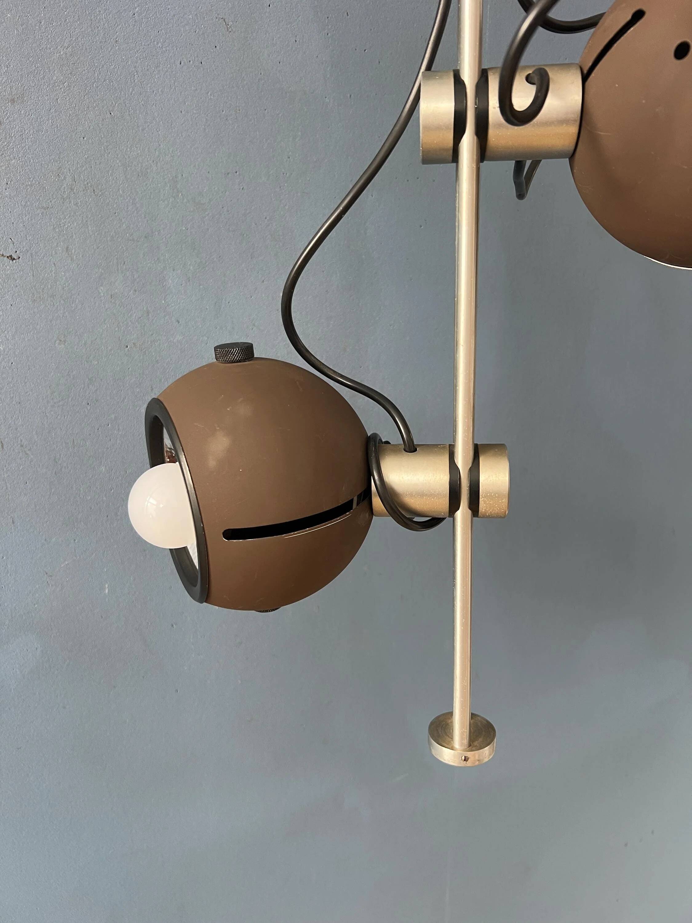Brown ceiling light - Space Age fixture - vintage eyeball lamp