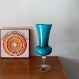 Grand vase en opaline bleu géant années 50-70