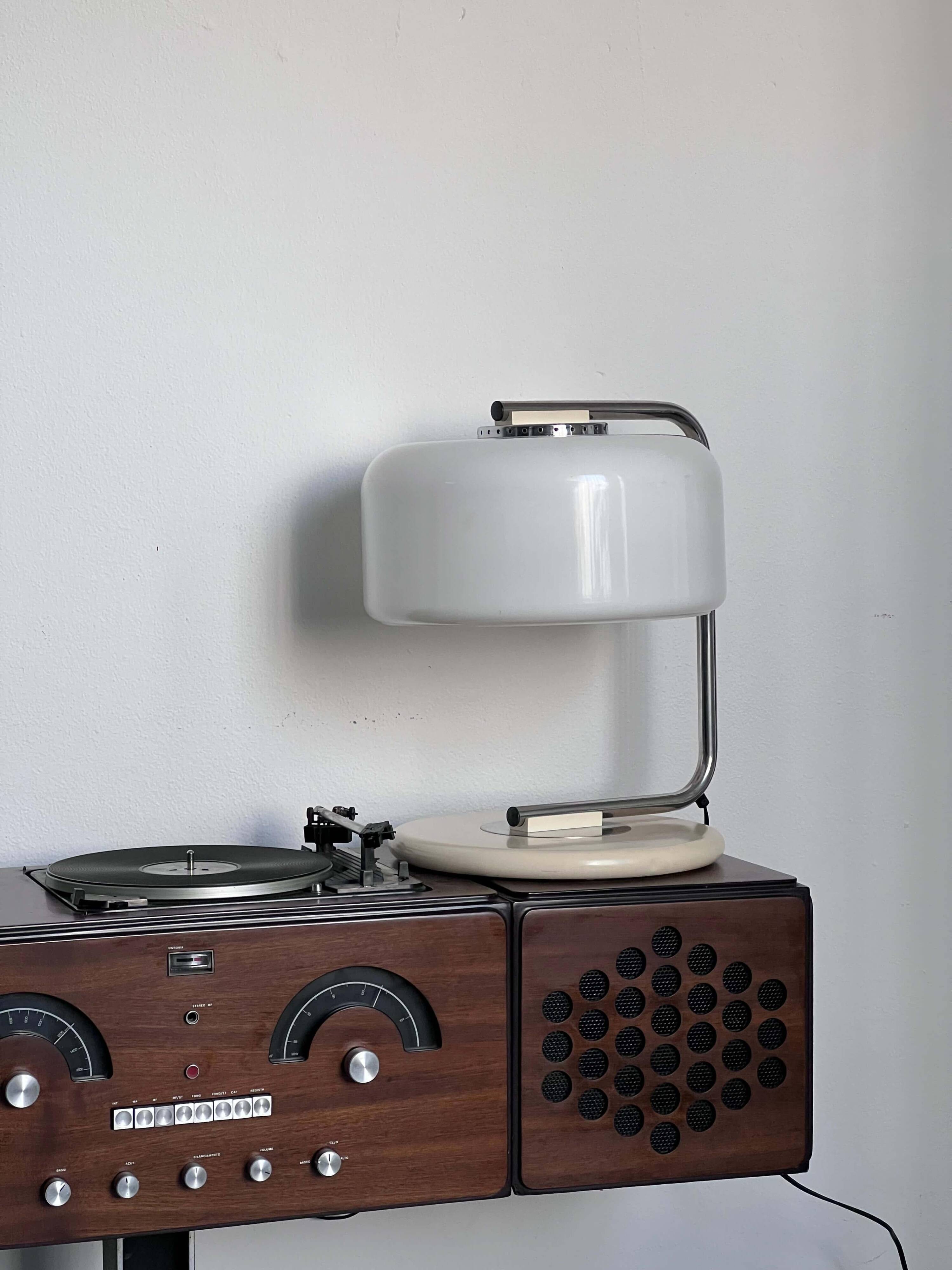 Collectible Space Age Table / Desk Lamp in Steel and Plexiglass Voghera by Zonca