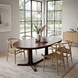 Extensible Baumann table in oak from the 1960s.