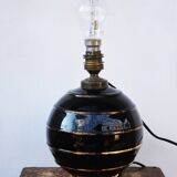 Black Sphere Table Lamp in the style of Jacques Adnet