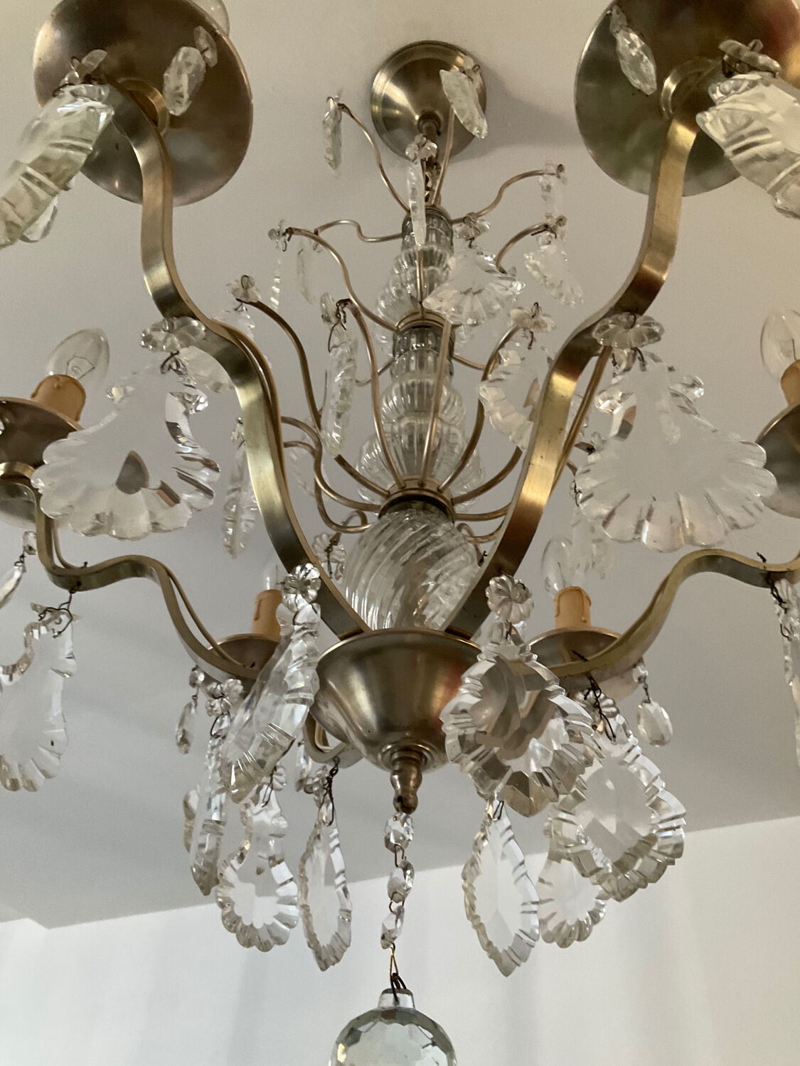 Girandole chandelier with crystal drops from the 60s and 70s