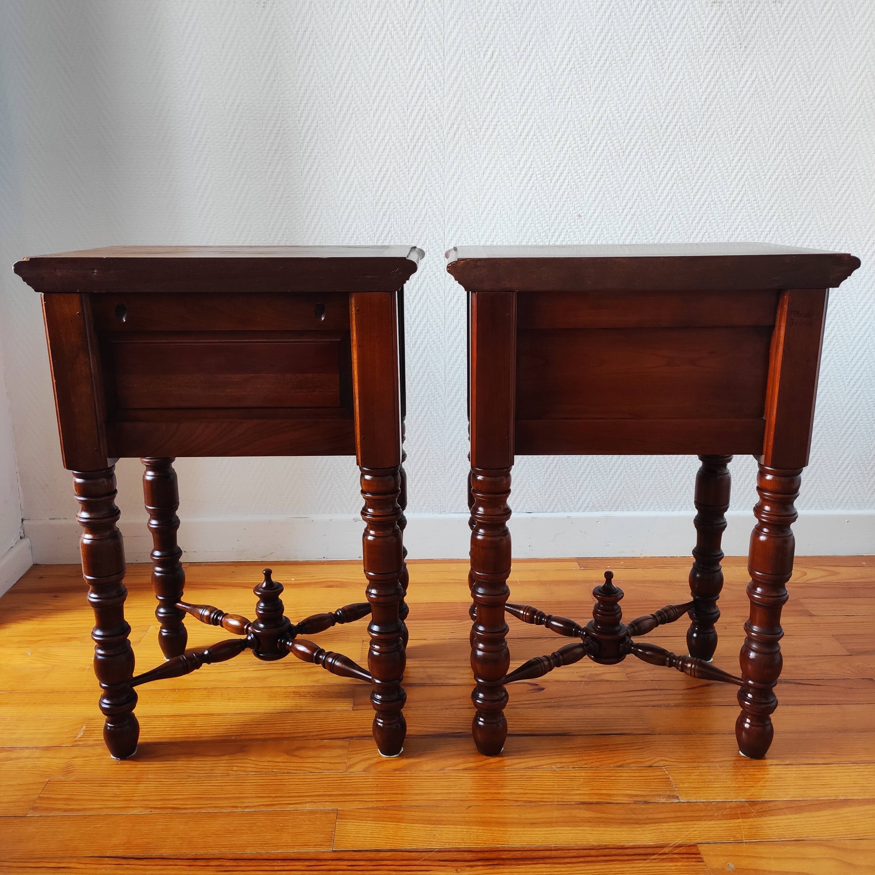 Pair of French solid wood bedside tables