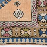 Mustard Pink Oriental Pattern Turkish Rug, 135x232Cm
