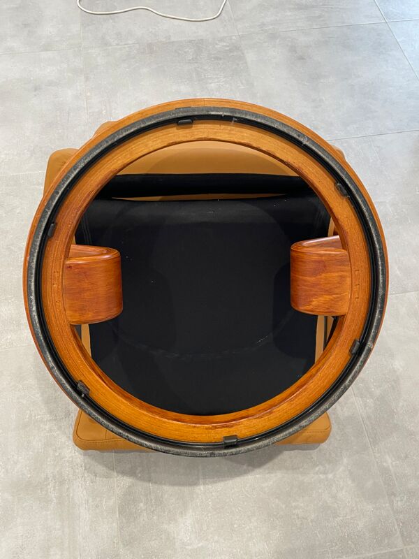 Fauteuil chaise longue Ekornes en cuir scandinave norvège, Chamois
