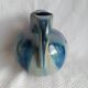 Vintage vase with double bridge handles – Cast blue enamel – Vallauris years