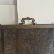 Antique brass and iron mesh spark guard with 4 panels – Early 20th century