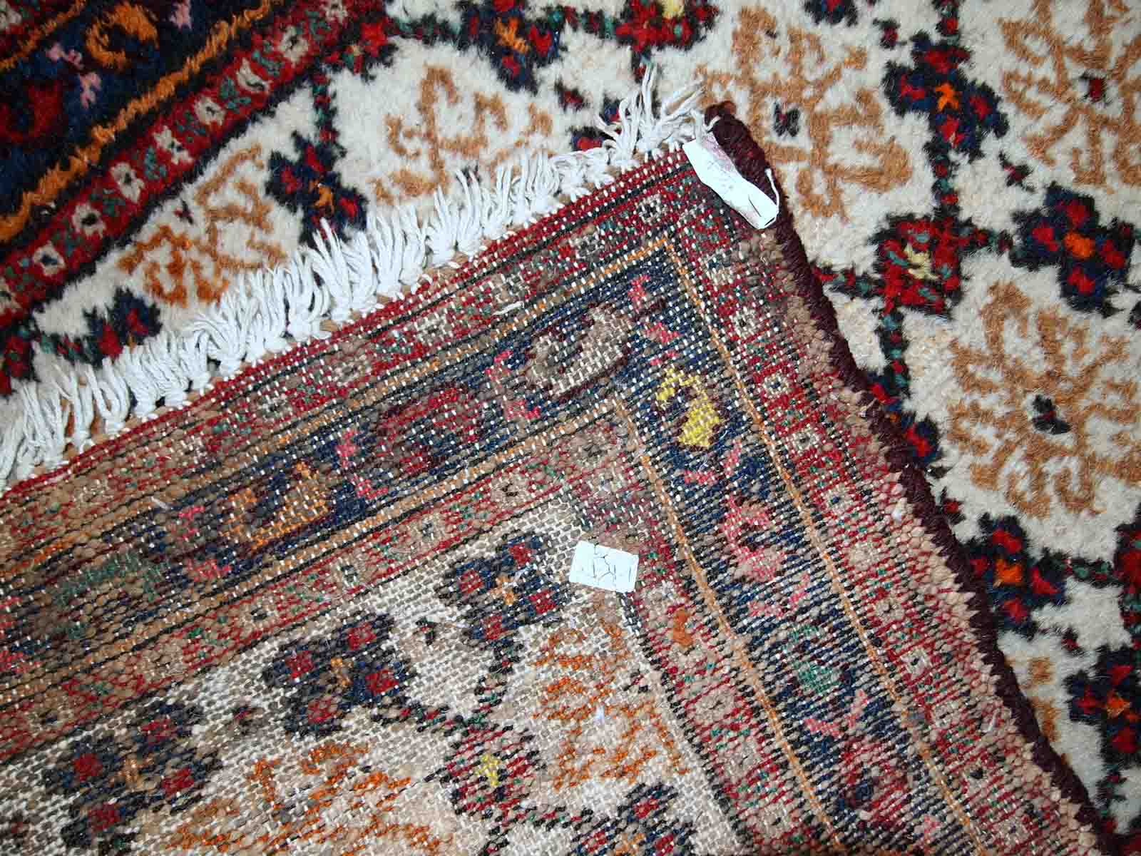 Vintage Persian Carpet Hamadan handmade 80cm x 207cm 1960s, 1C378