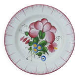 Ancienne assiette en faïence : décor myrtilles