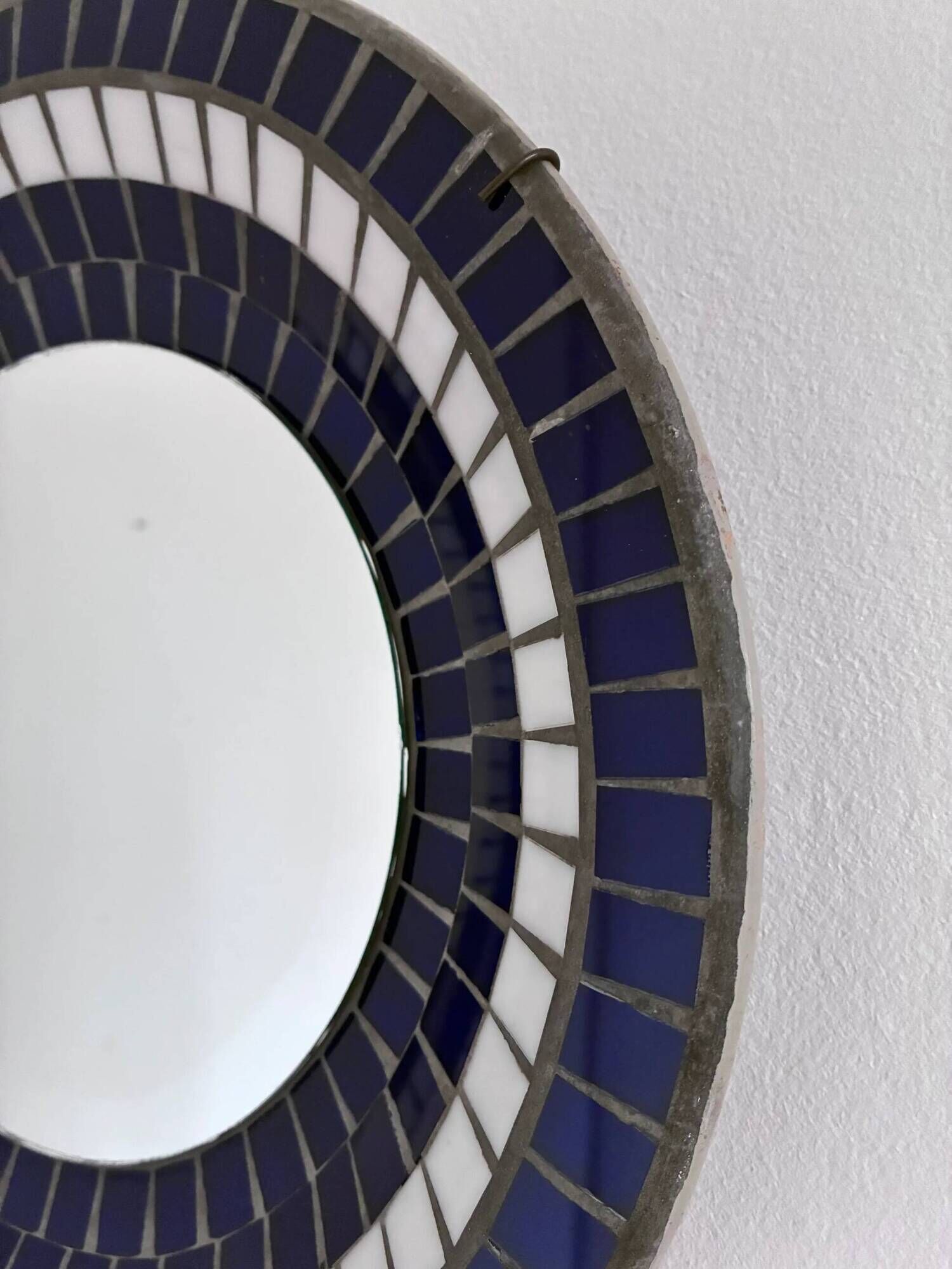 Vintage Danish round mosaic wall mirror, marked B. J. H. Moller, 1970s