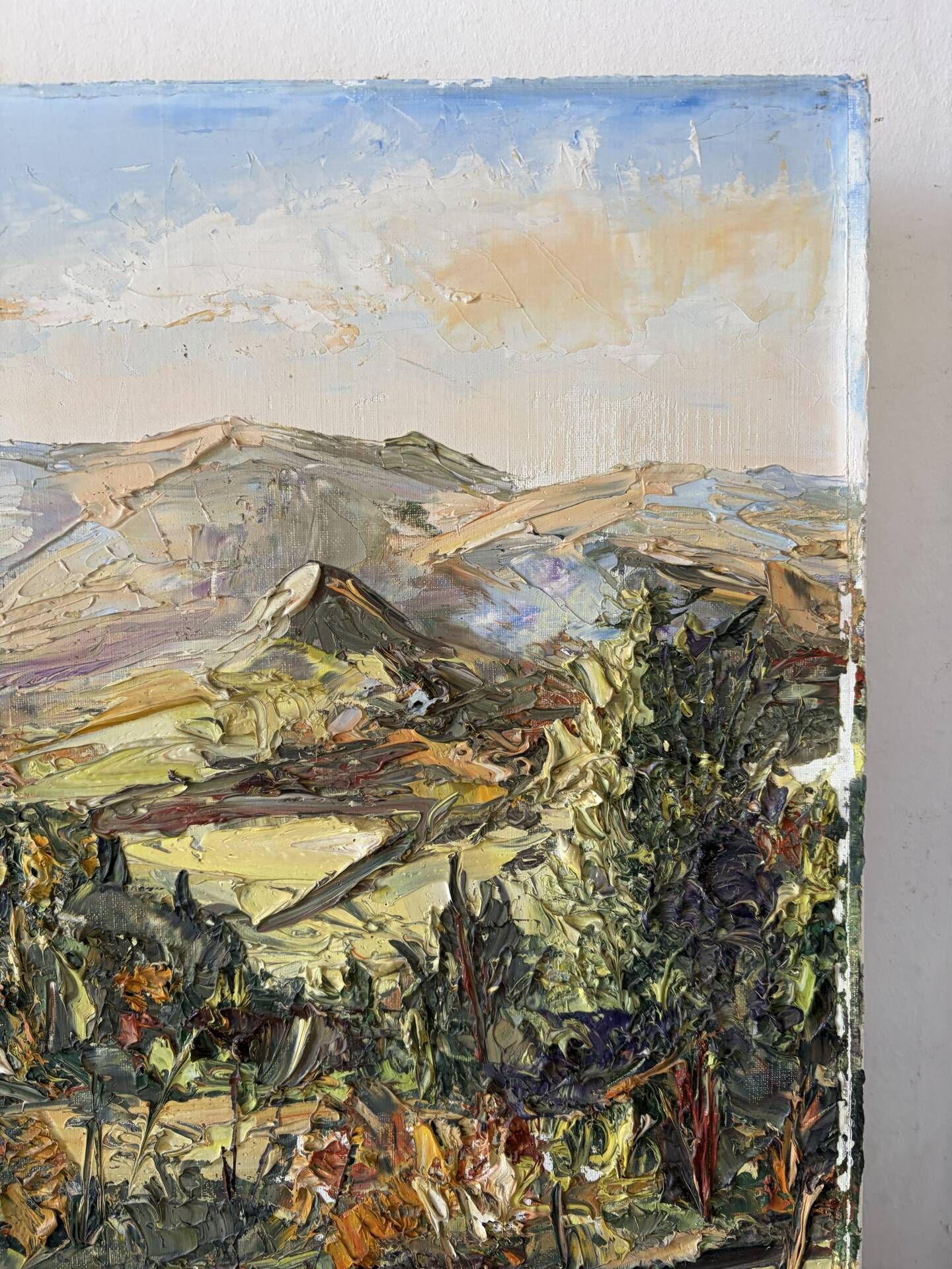 Provençal village landscape, knife oil painting signed René Lechair.