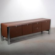 No. 3076 credenza extension in Vitello leather from the Pfister Executive Office Collection for KnollStudio. Circa 1988