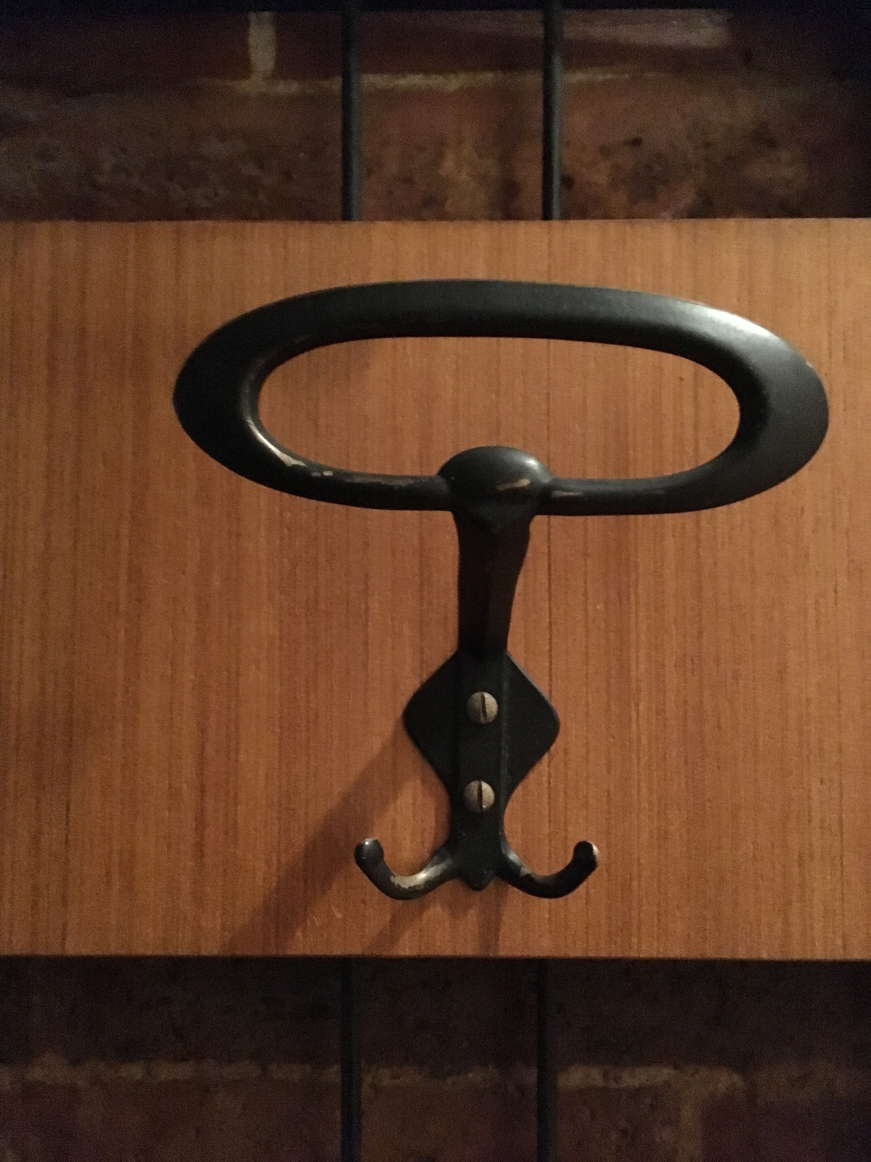 Wall coat holder in metal and wood 1960