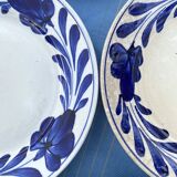 Assiettes à dessert  anciennes Luneville fleurs bleu cobalt