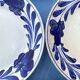 Antique dessert plates Luneville cobalt blue flowers