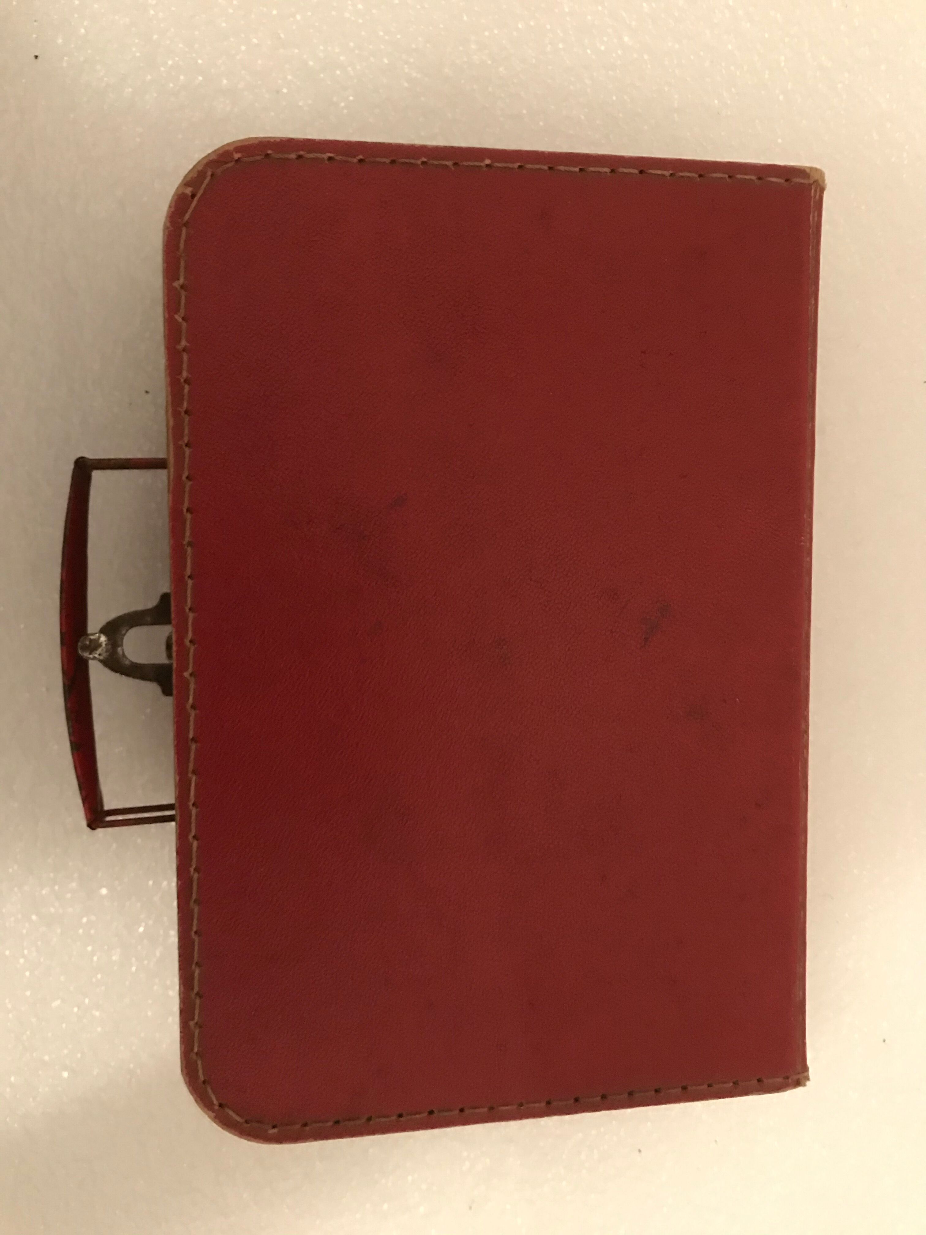 Vintage red card suitcase