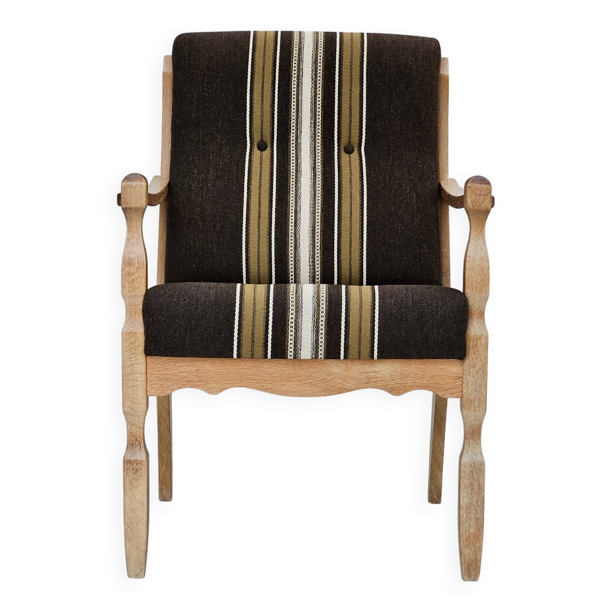 1970s, Danish armchair, furniture wool, solid oak wood.
