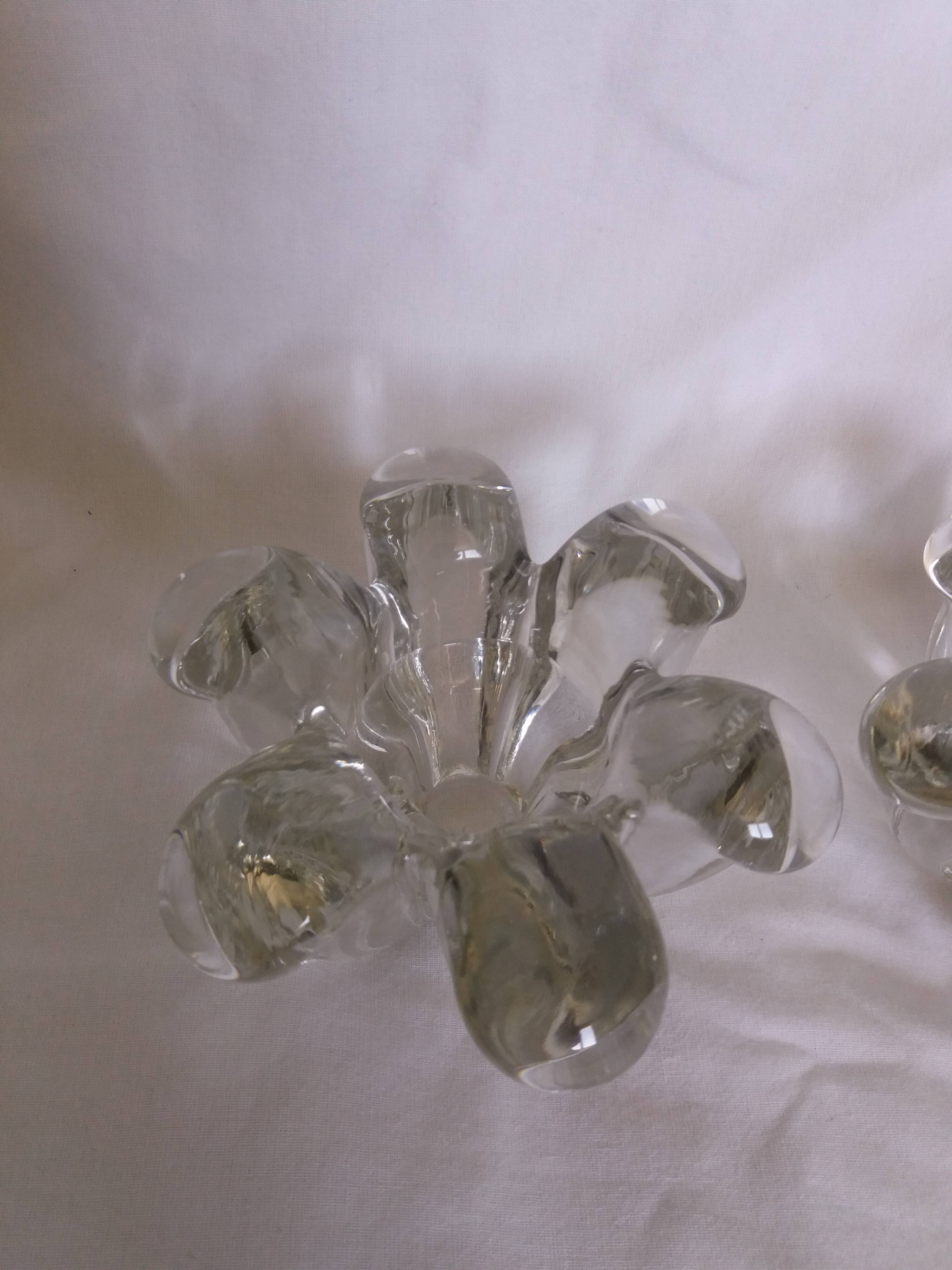 Glass or crystal flower candle holders
